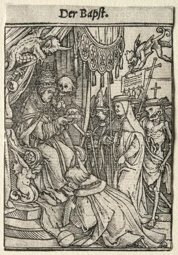 Dance of Death: The Pope, by Hans Holbein the Younger