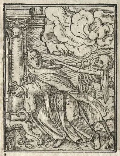 The Dance of Death:  The Mendicant Friar; The Nun, by Hans Holbein the Younger