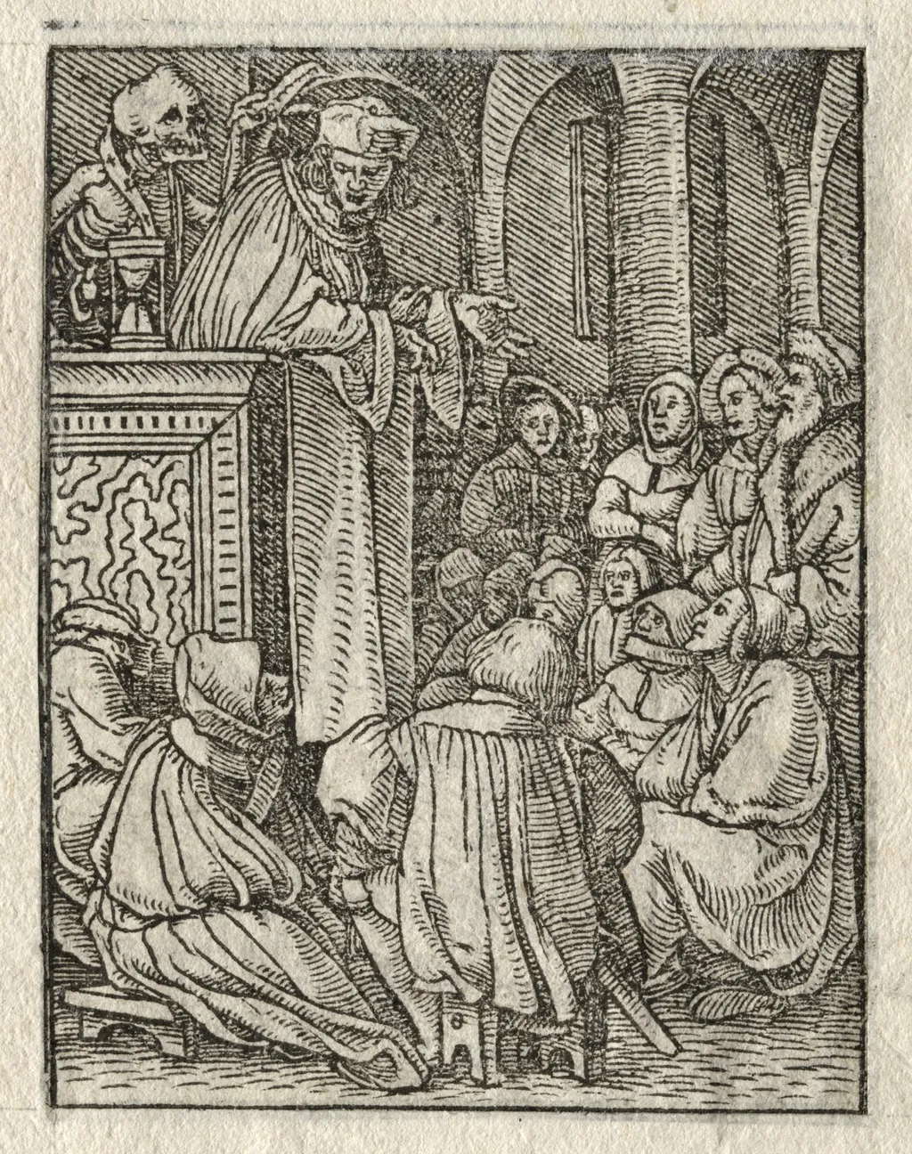 The Dance of Death: The Preacher; The Priest, by Hans Holbein the Younger, 1526