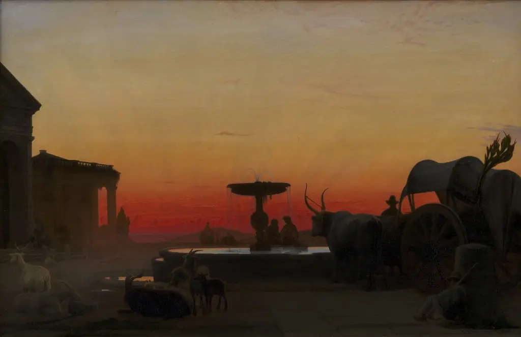 A Square in Ariccia, Italy. After Sunset, by Hans Jørgen Hammer