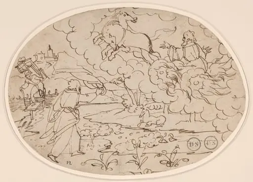 Elisha Watching Elijah in the Fiery Chariot, by Hans Jakob Nüscheler