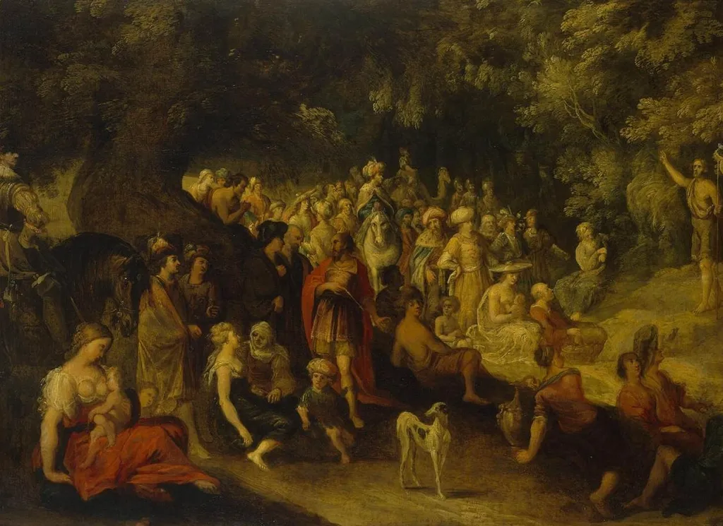 Sermon of St John the Baptist, by Hans Jordaens III, oil, 1620