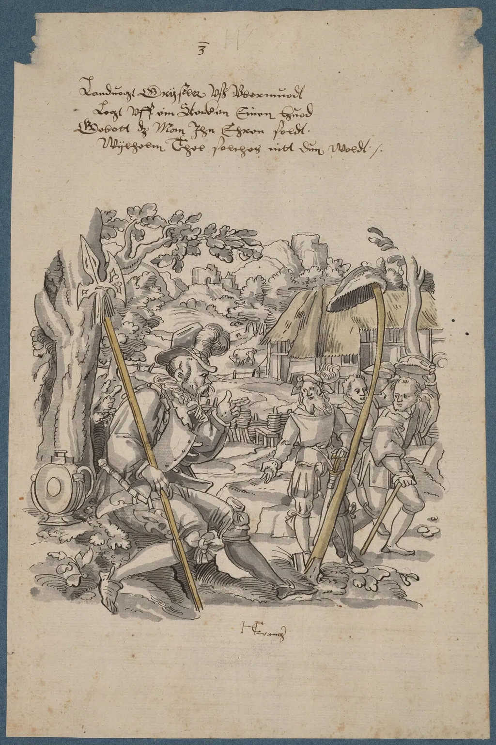 William Tell Refusing to Honor Governor Gessler's Hat, by Hans Kaspar Lang the Elder, ink, 1624