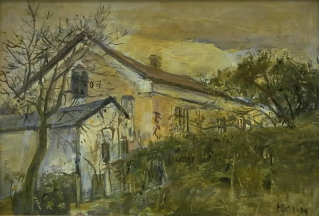 Forsamlingshuset i Slagslunde, by Hans Knudsen, oil, 1922