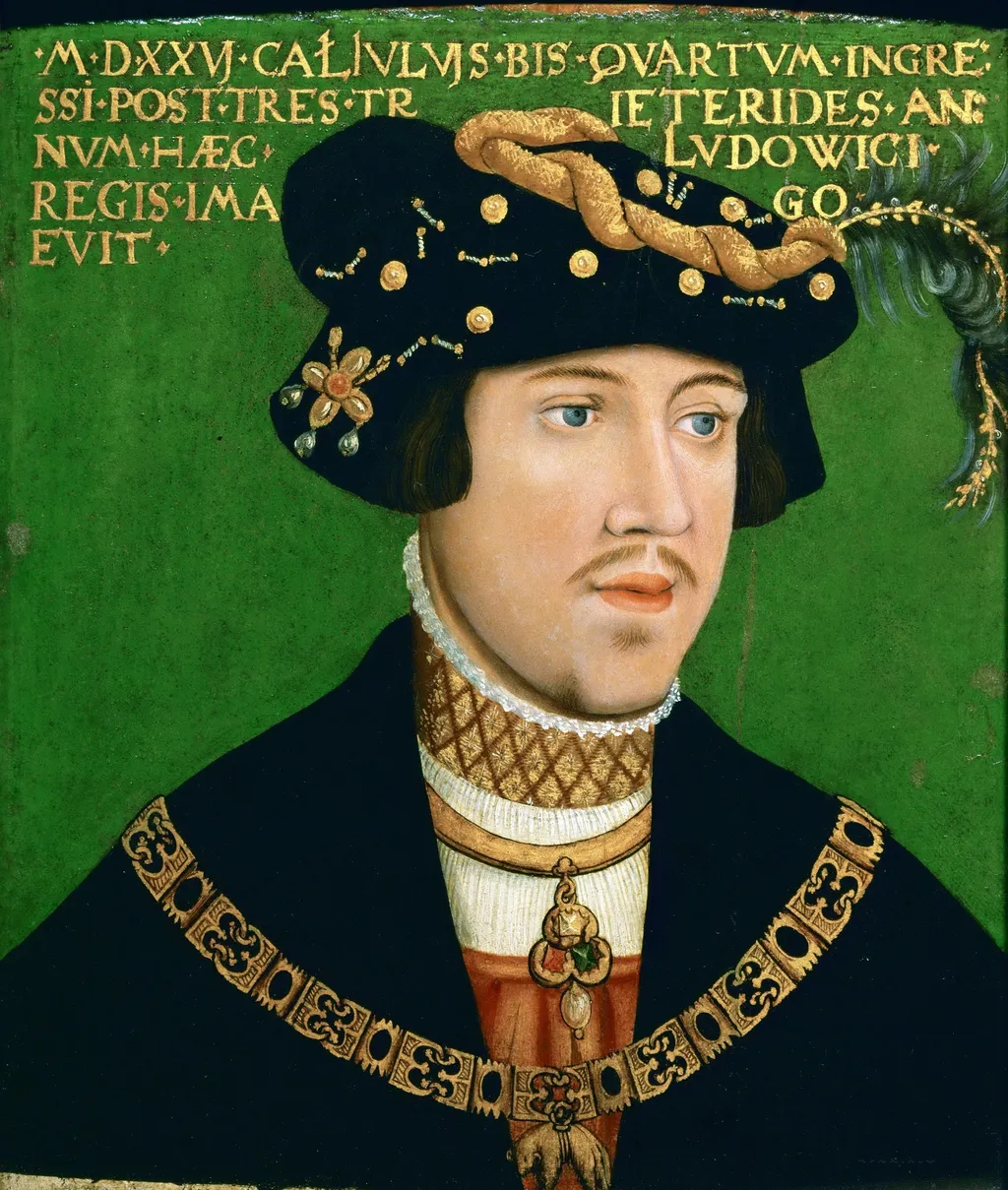 Portrait of Louis II, king van Hungary, by Hans Krell, oil, 1522