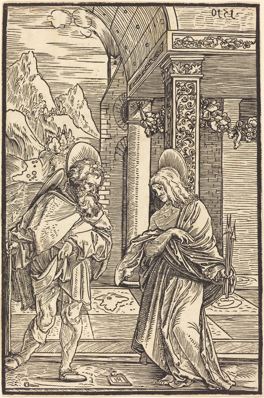 Saint Roch and Saint Sebastian, by Hans Leonard Schäufelein, ink, 1510