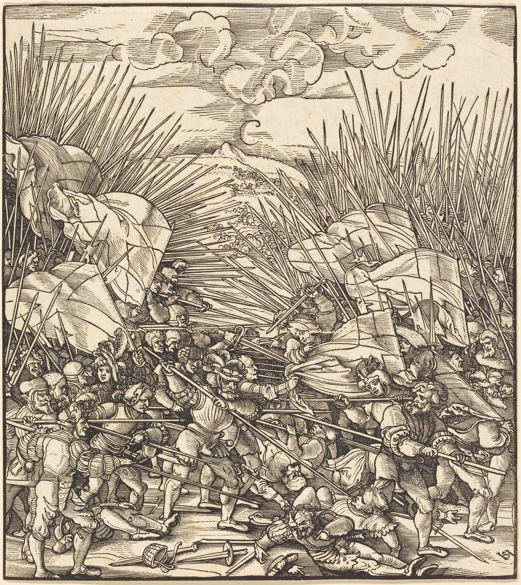 Battle of Cividale, by Hans Leonhard Schäufelein, ink, 1510