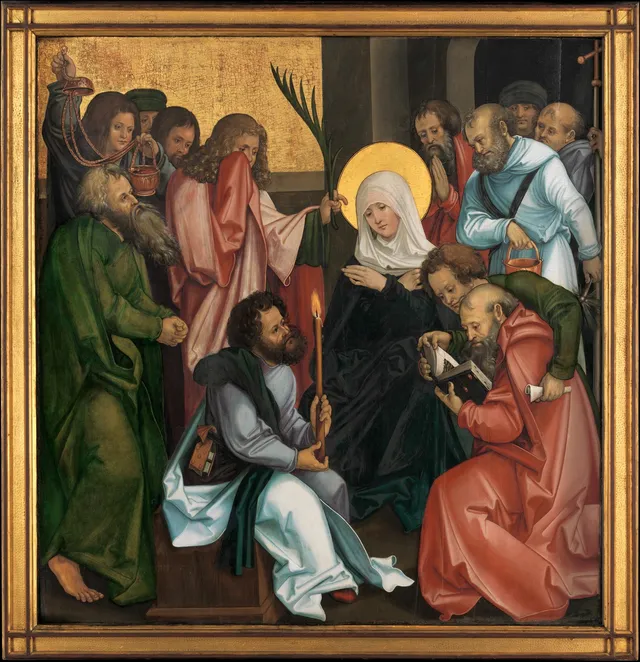 The Dormition of the Virgin; (reverse) Christ Carrying the Cross — Hans Leonhard Schäufelein