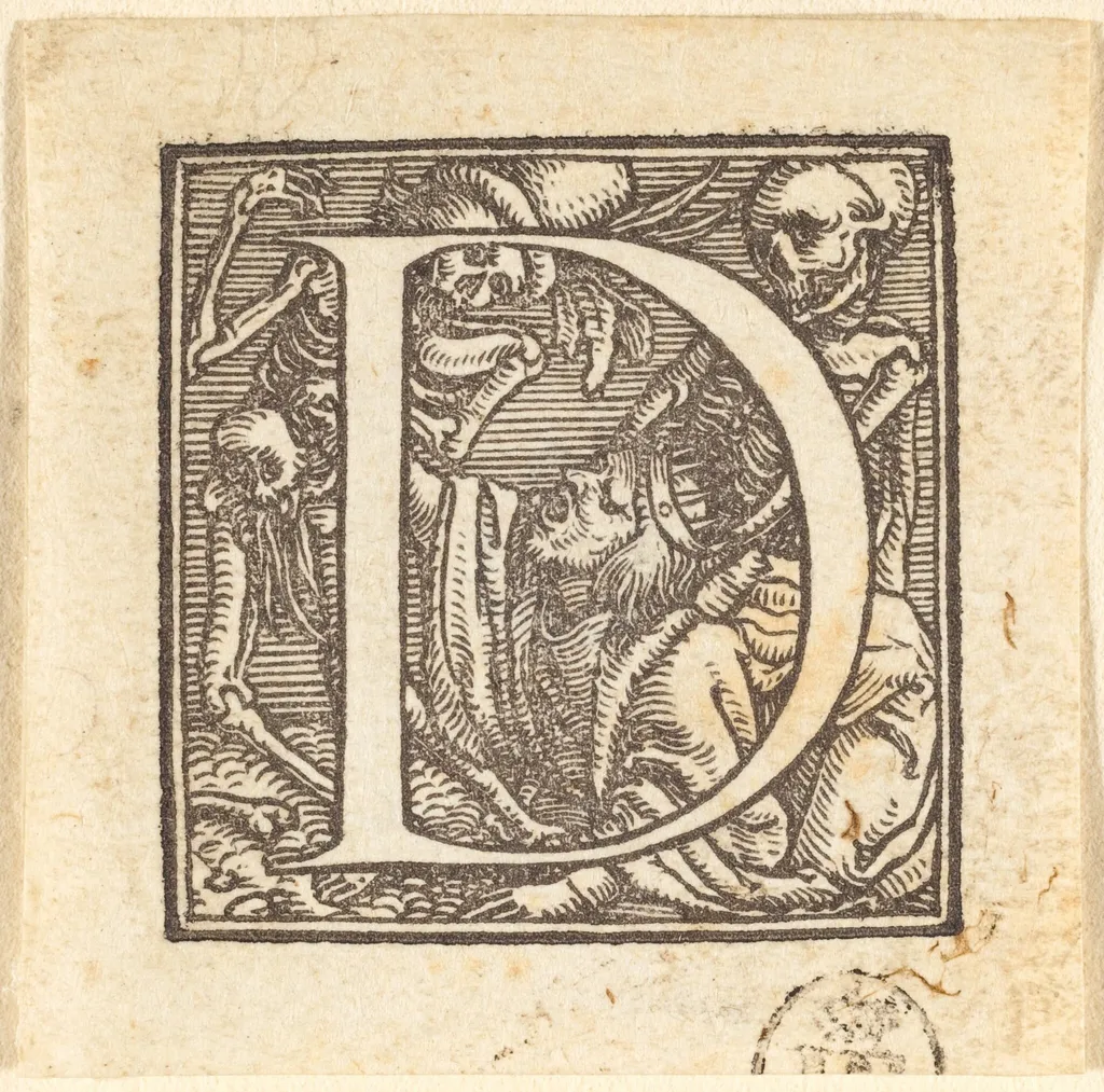 Letter D, by Hans Lützelburger, ink, 1523