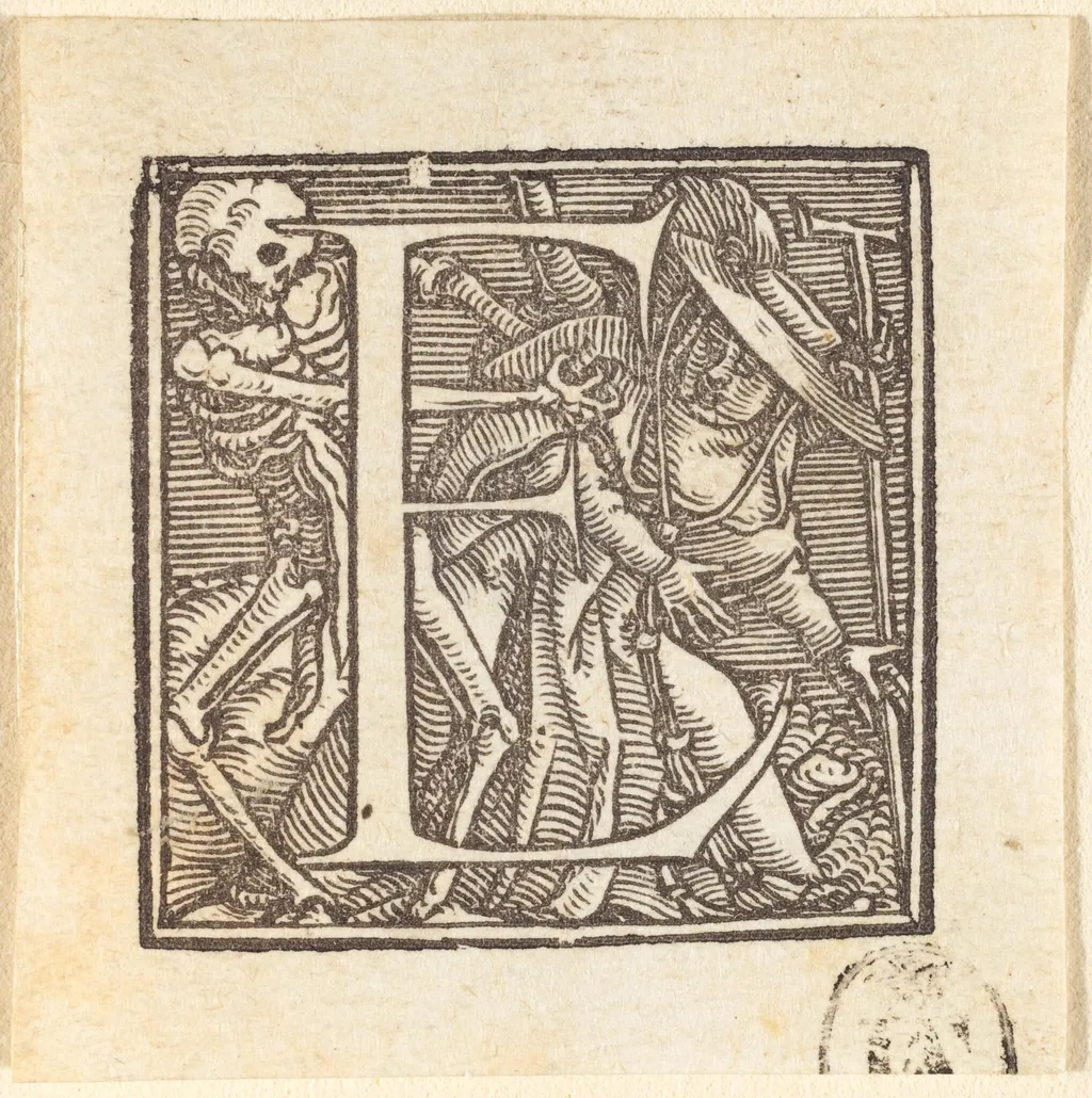 Letter E, by Hans Lützelburger, ink, 1523