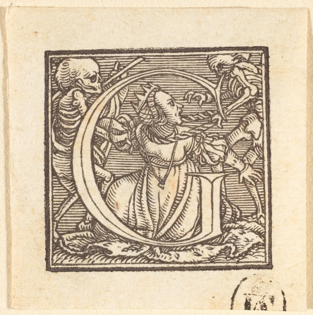 Letter G, by Hans Lützelburger, ink, 1523