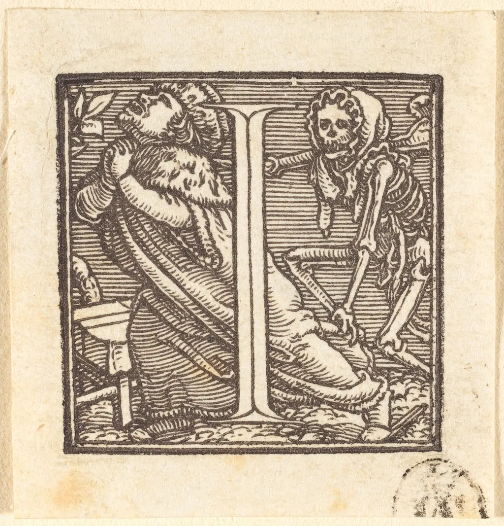 Letter I, by Hans Lützelburger, ink, 1523
