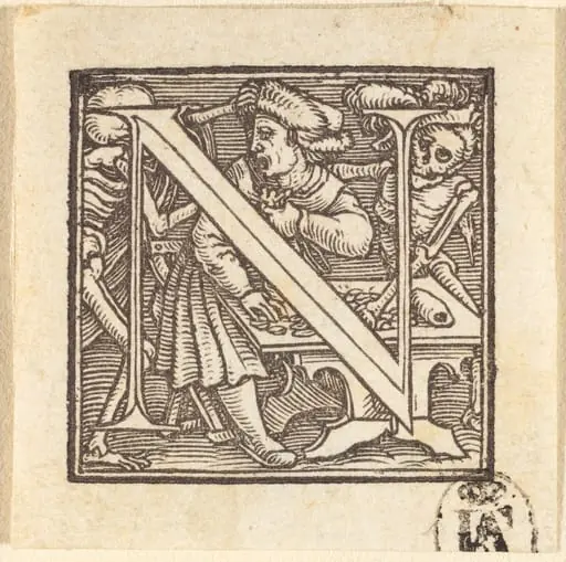 Letter N, by Hans Lützelburger