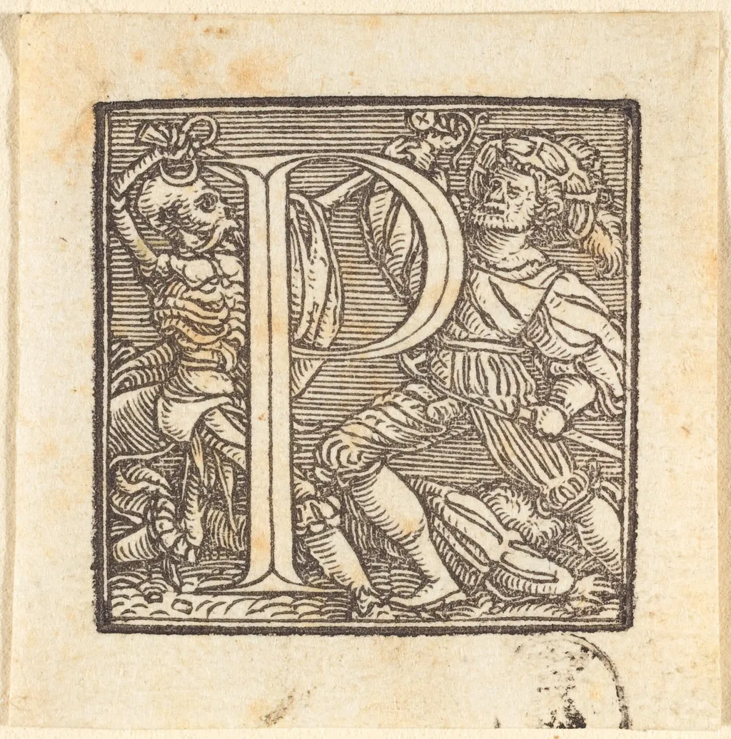 Letter P, by Hans Lützelburger, ink, 1523