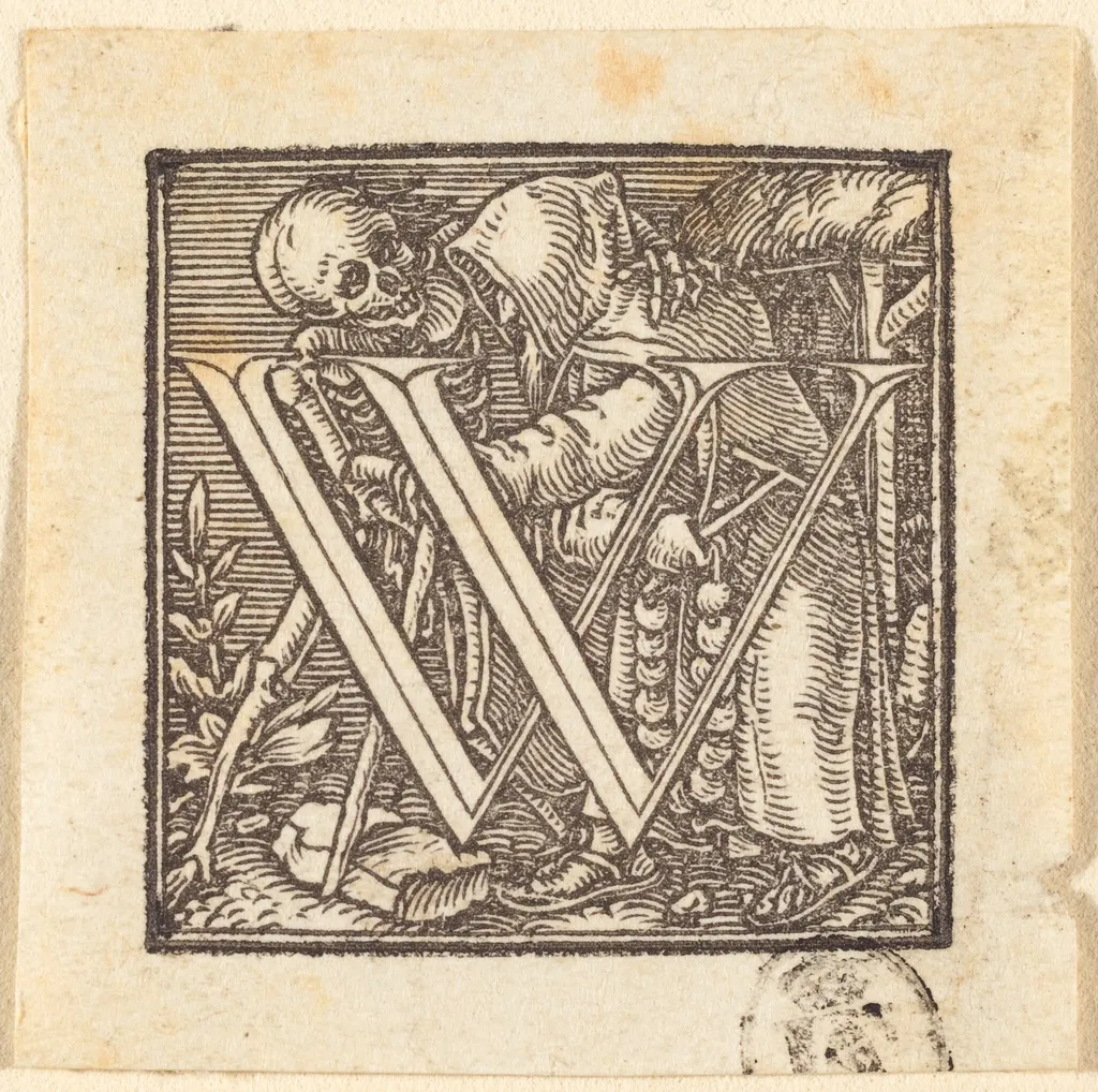 Letter W, by Hans Lützelburger, ink, 1523