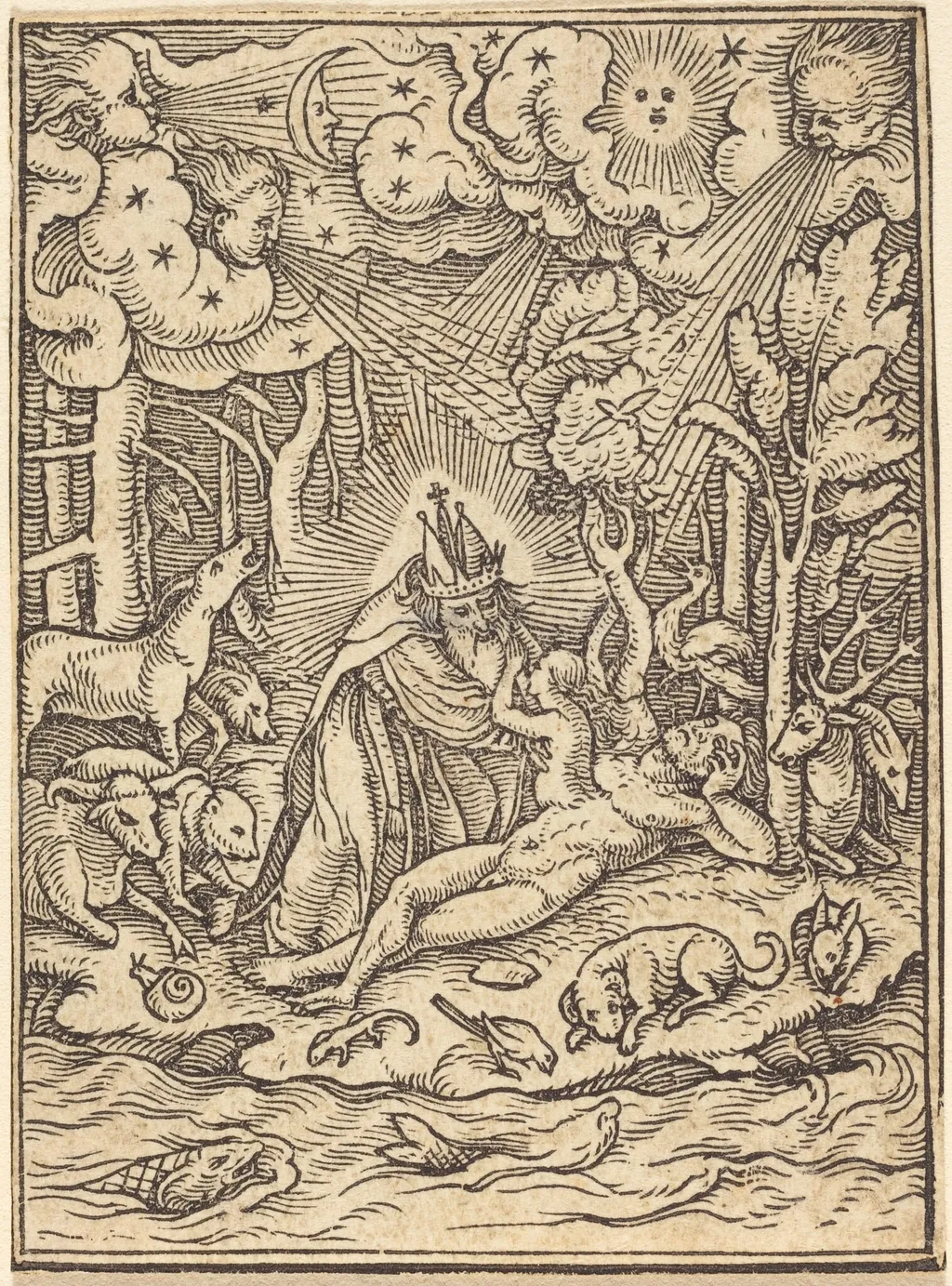 The Creation of Eve, by Hans Lützelburger, ink, 1526