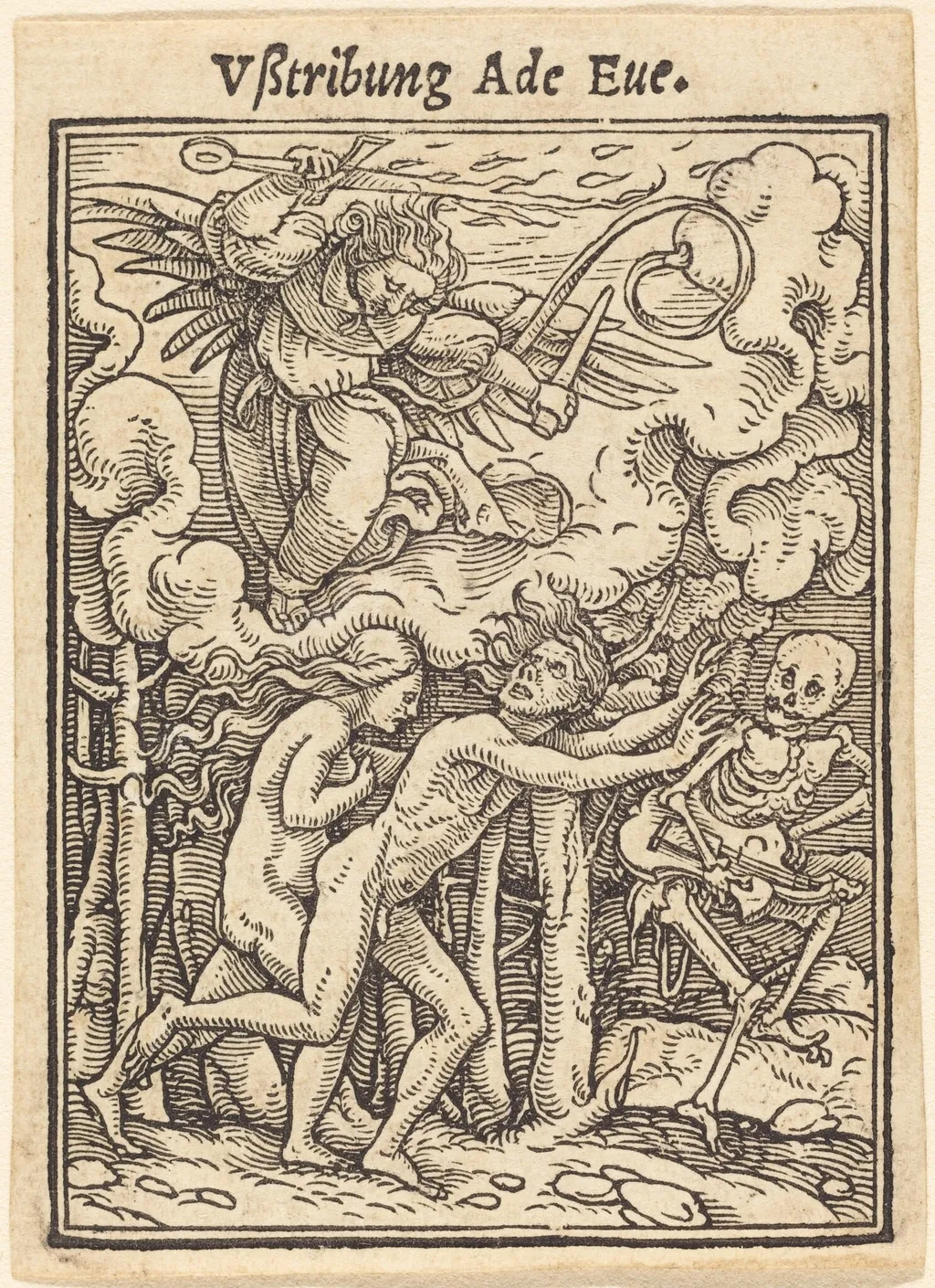 Vßtribung Ade Eue (Expulsion of Adam and Eve), by Hans Lützelburger, ink, 1526