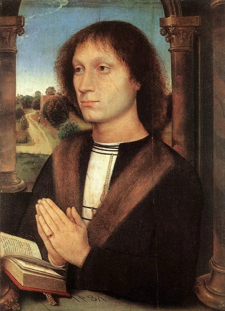 Benedetto Portinari triptych: Right wing, Portrait of a Praying Man, by Hans Memling