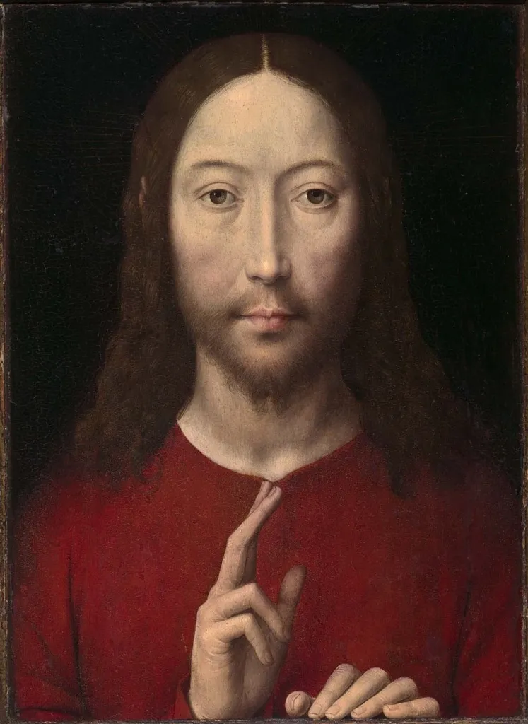 Christ Blessing, by Hans Memling, oil, 1491