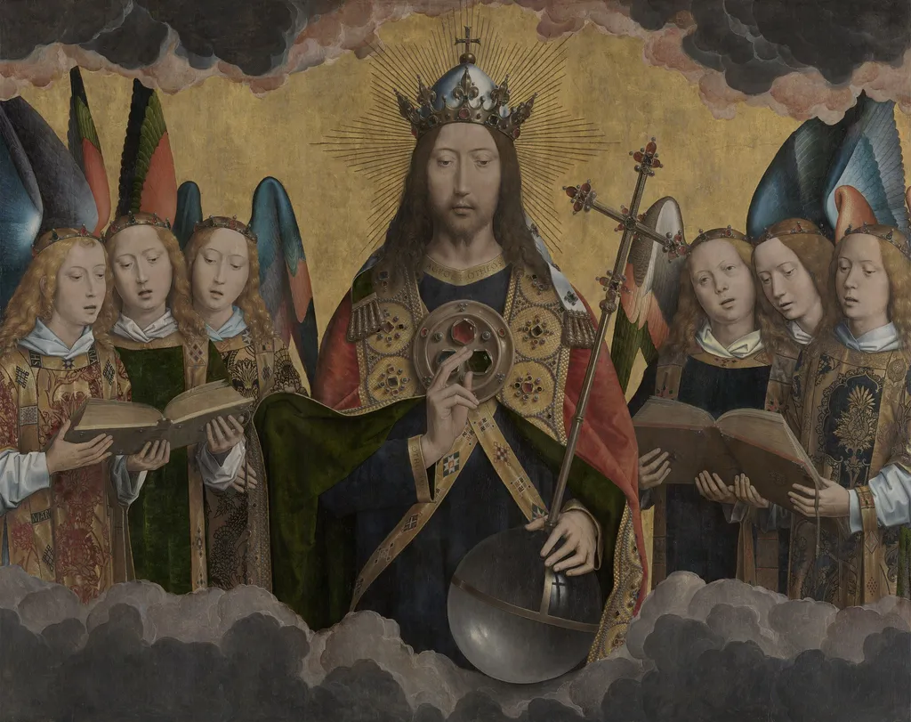 Christ with Singing Angels, by Hans Memling, oil, 1400