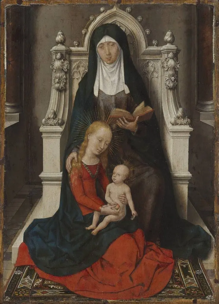 Madonna and Child with St. Anne., by Hans Memling