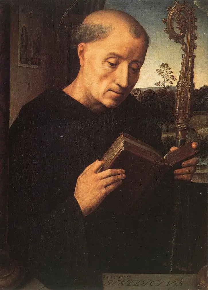 Saint Benedict: Left wing, by Hans Memling