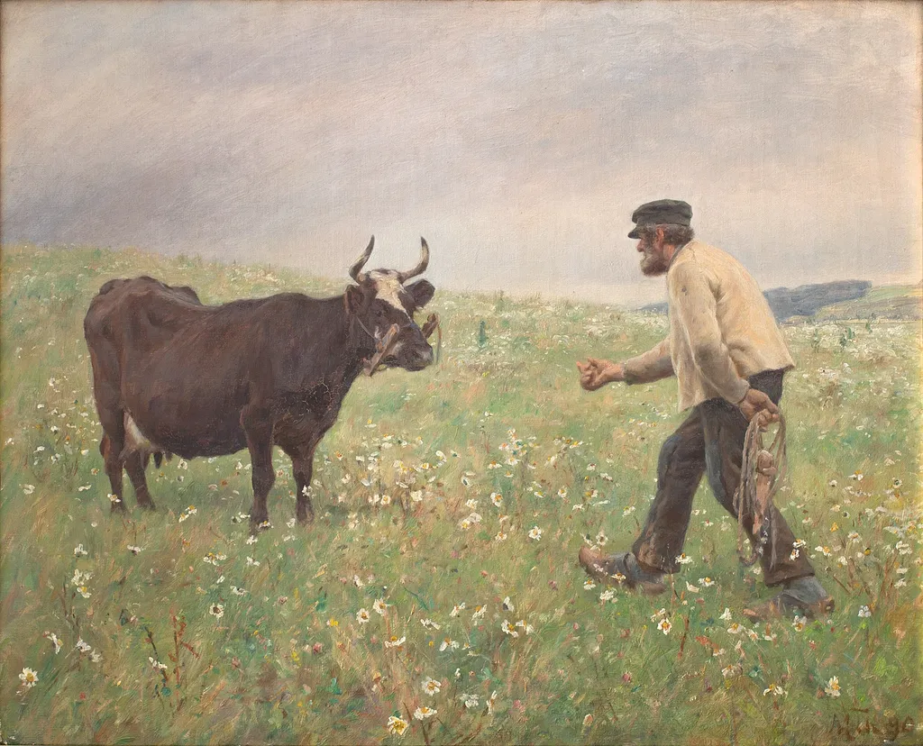 En ko løs, by Hans Michael Therkildsen, oil, 1896