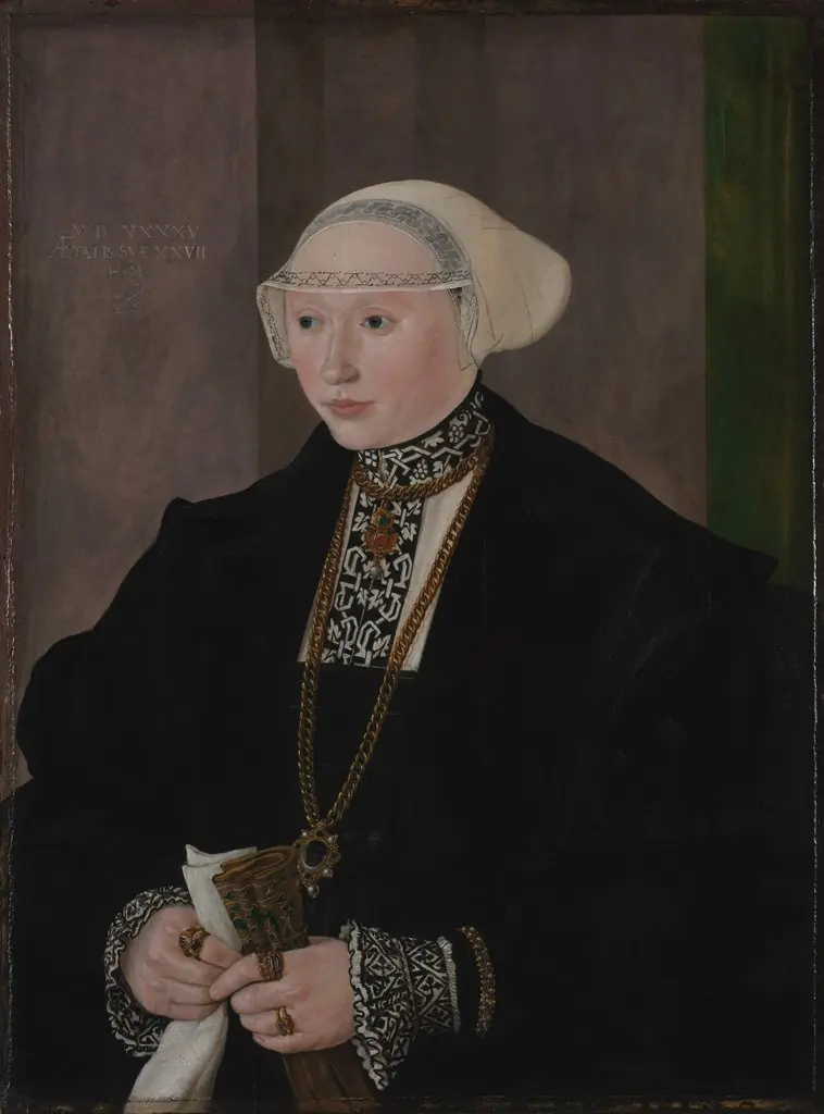 Portrait of Maria Kitscher, Frau von Freyberg, by Hans Muelich