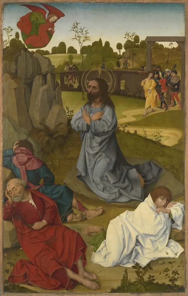 Hofer Altar: Christus am Ölberg (Rückseite: Erzengel Michael mit dem Drachen), by Hans Pleydenwurff