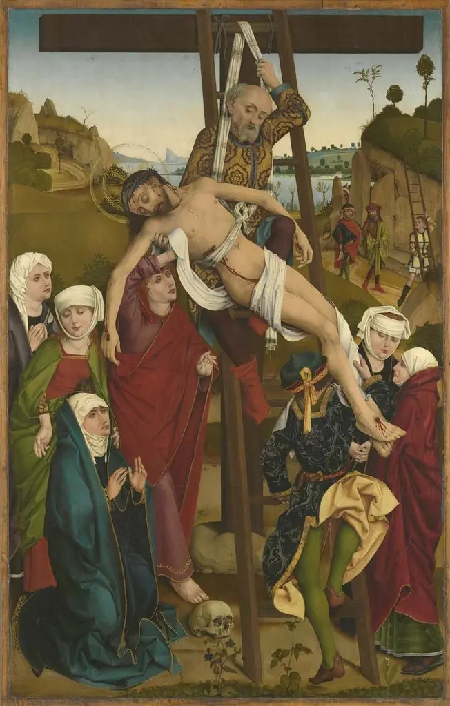 Hofer Altar: Kreuzabnahme Christi (Rückseite: Geburt Christi), by Hans Pleydenwurff