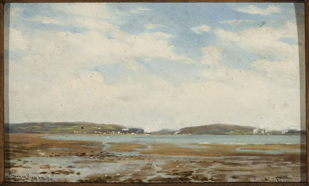Waterside landscape, by Hans Schleich, oil, 1890