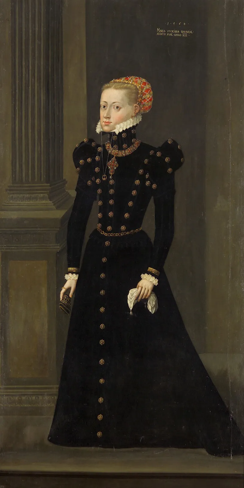 Maria (1551-1608), Herzogin in Bayern, Erzherzogin, im Alter von 13 Jahren, by Hans Schöpfer, oil, 1564