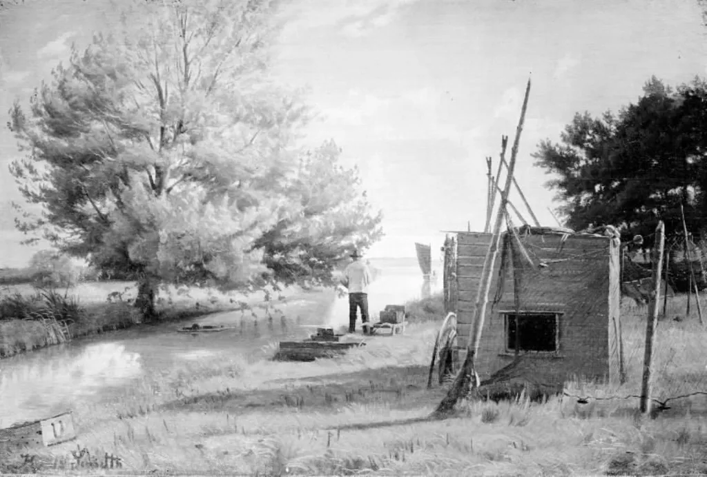 Et åløb ved en stejleplads, by Hans Smidth, oil, 1890
