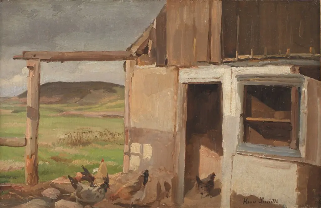 Hus med hønsegård, by Hans Smidth