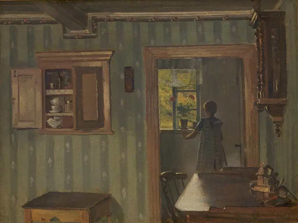 Interior with a Little Girl, by Hans Smidth