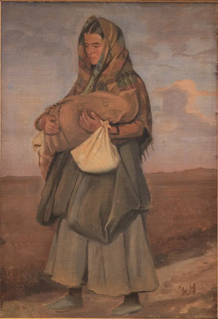Taterkvinde med sit barn på heden, by Hans Smidth