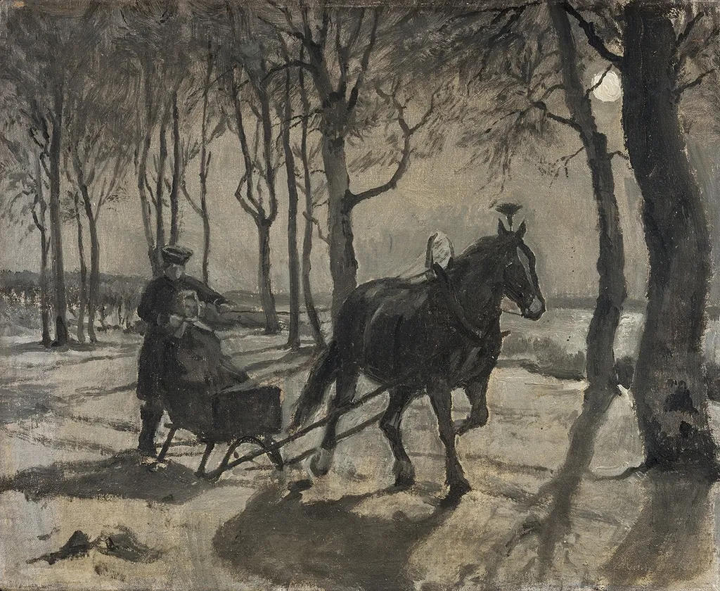 The sleighing to Fussingöe, by Hans Smidth, oil, 1900