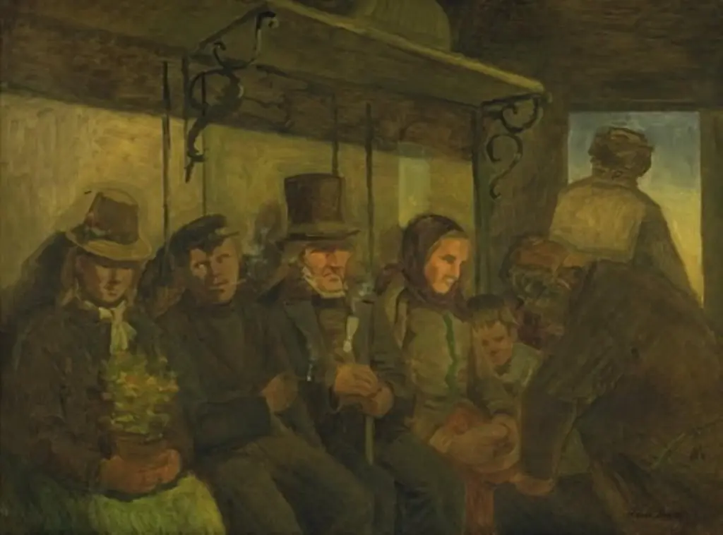Travellers in a Third Class Compartment, by Hans Smidth