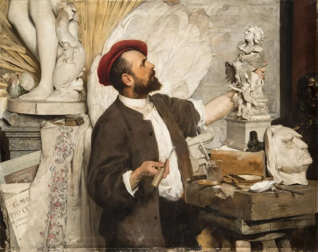 Alajos Stróbl at Work, by Hans Temple
