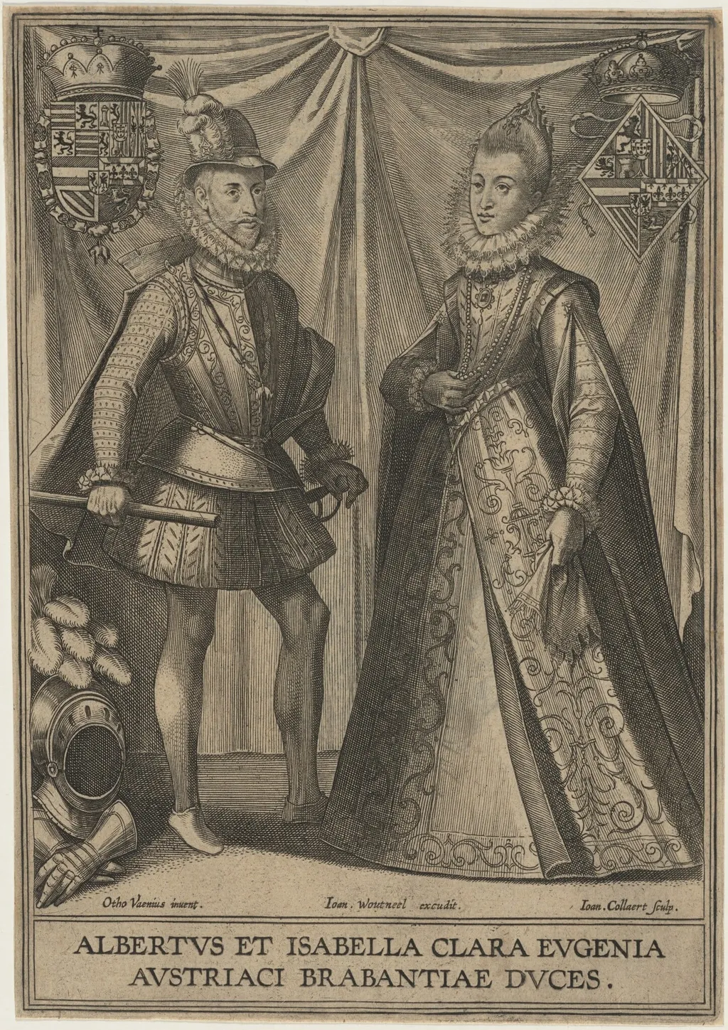 Archduke Albert and Isabella Clara Eugenie of Austria, by Hans the Younger Collaert, ink, 1600