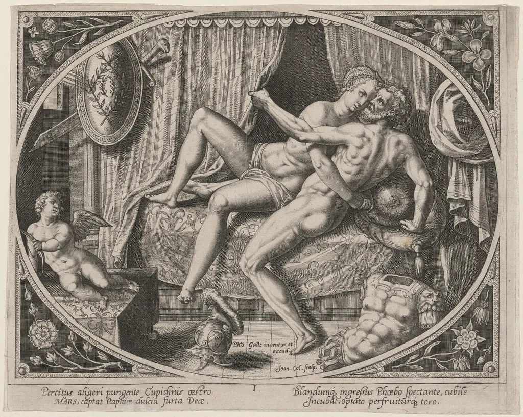 Mars and Venus Adulterous, by Hans the Younger Collaert, ink, 1580