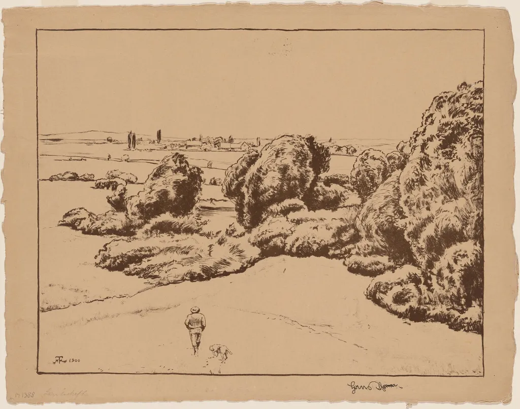 Landscape, by Hans Thoma, ink, 1900