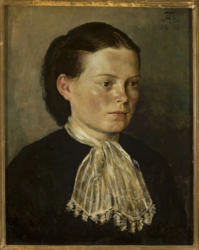 Portrait of Agathe, artist’s sister, by Hans Thoma