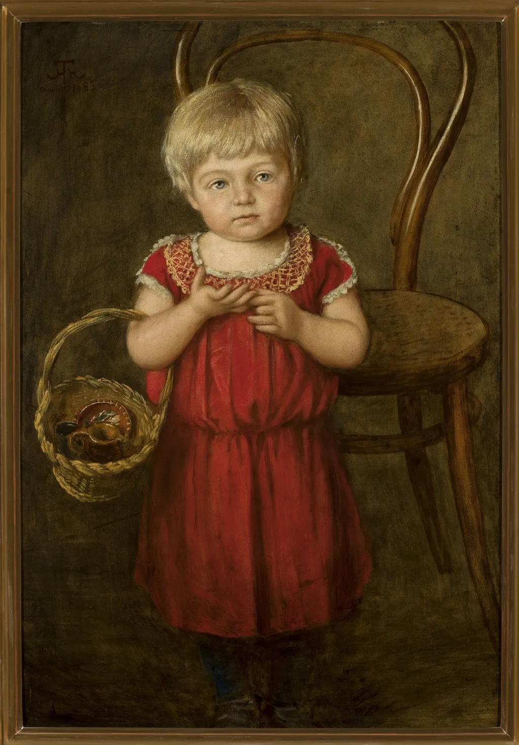Portrait of Ela with a basket, by Hans Thoma, oil, 1892