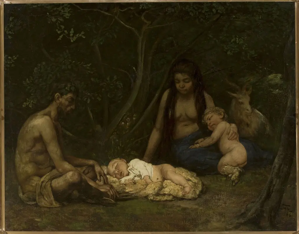 Satyr's family (bringing up of Zeus), by Hans Thoma