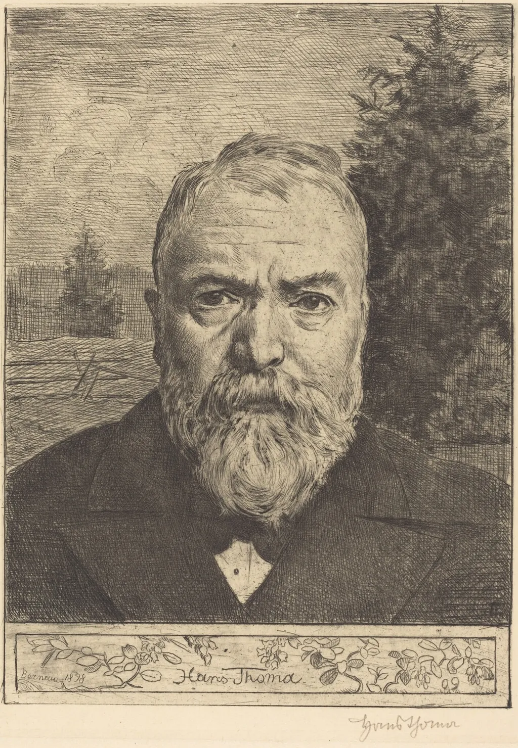 Self-Portrait II, by Hans Thoma, ink, 1898