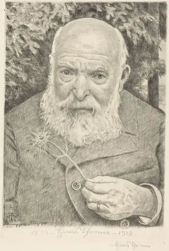 Self-Portrait VI with Flower, by Hans Thoma