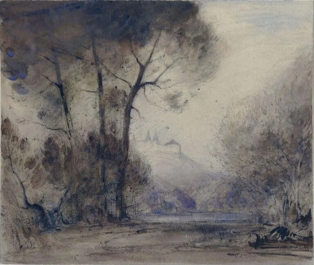 Château de Bourlémont, by Hans Trier, watercolor, 1890