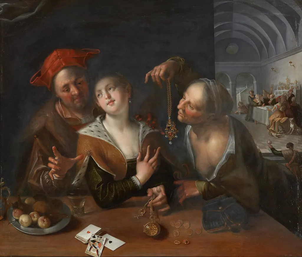 Couple Scene, by Hans von Aachen, paint, 1605