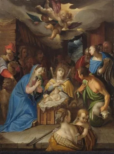 The Adoration of the Shepherds, by Hans von Aachen, oil, 1600